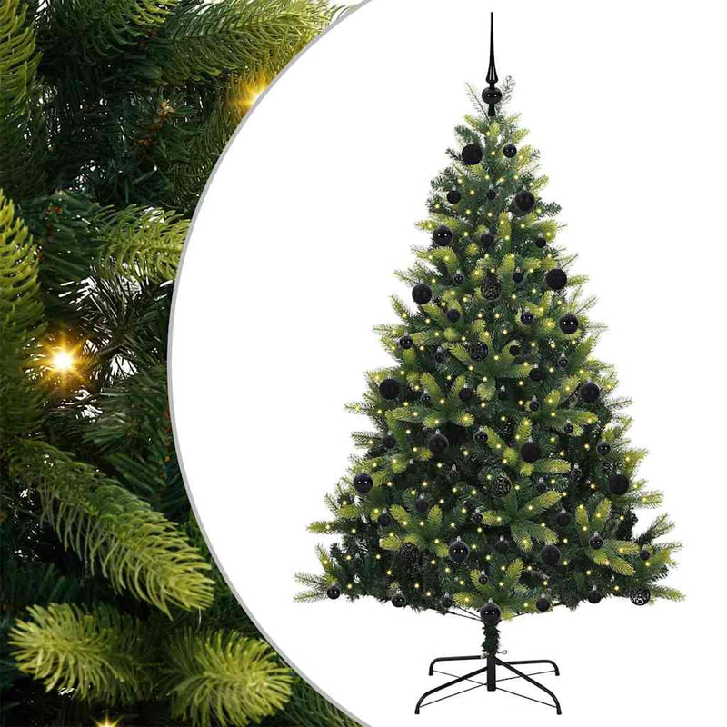Afbeelding laden in galerijviewer, Vidaxl kunstkerstboom met scharnier 300 leds groen 210 cm pvc en pe