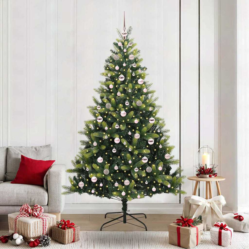 Afbeelding laden in galerijviewer, Vidaxl kunstkerstboom met scharnier 300 leds groen 210 cm pvc en pe