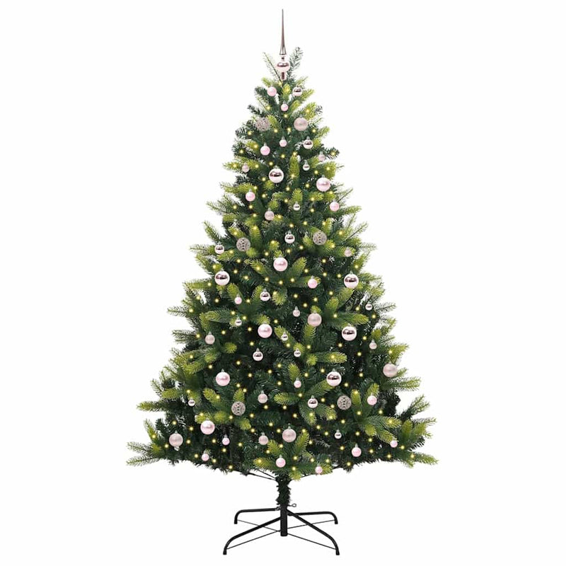 Afbeelding laden in galerijviewer, Vidaxl kunstkerstboom met scharnier 300 leds groen 210 cm pvc en pe