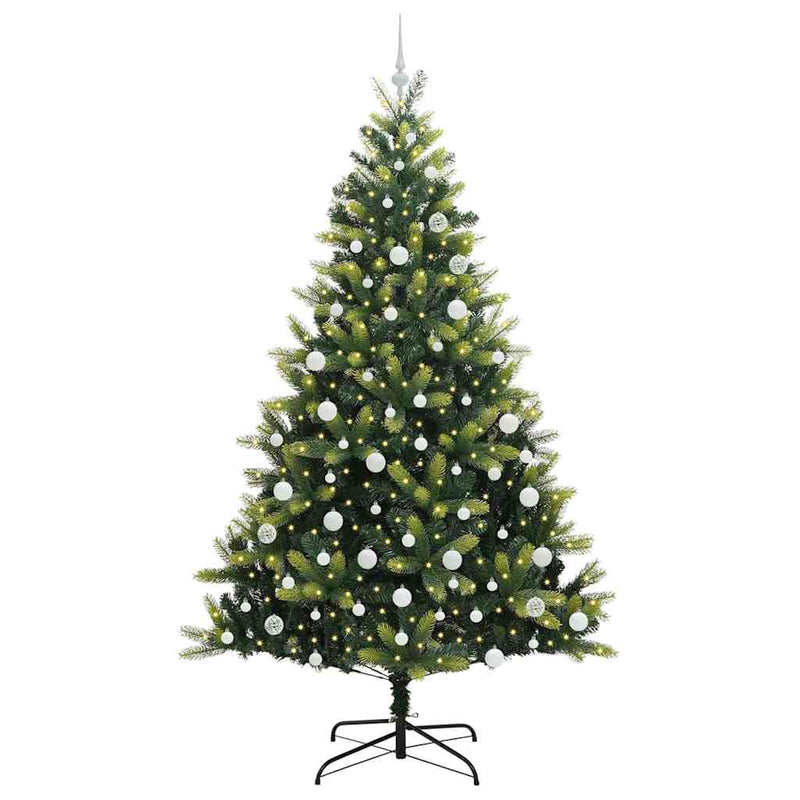 Afbeelding laden in galerijviewer, Vidaxl kunstkerstboom met scharnier 300 leds groen 210 cm pvc en pe