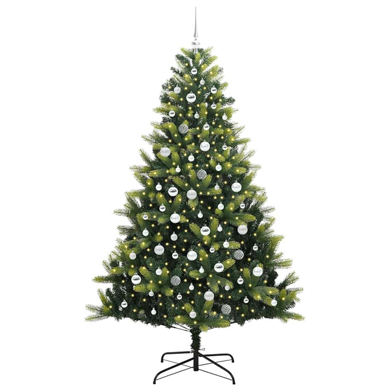 Afbeelding laden in galerijviewer, Vidaxl kunstkerstboom met scharnier 300 leds groen 210 cm pvc en pe