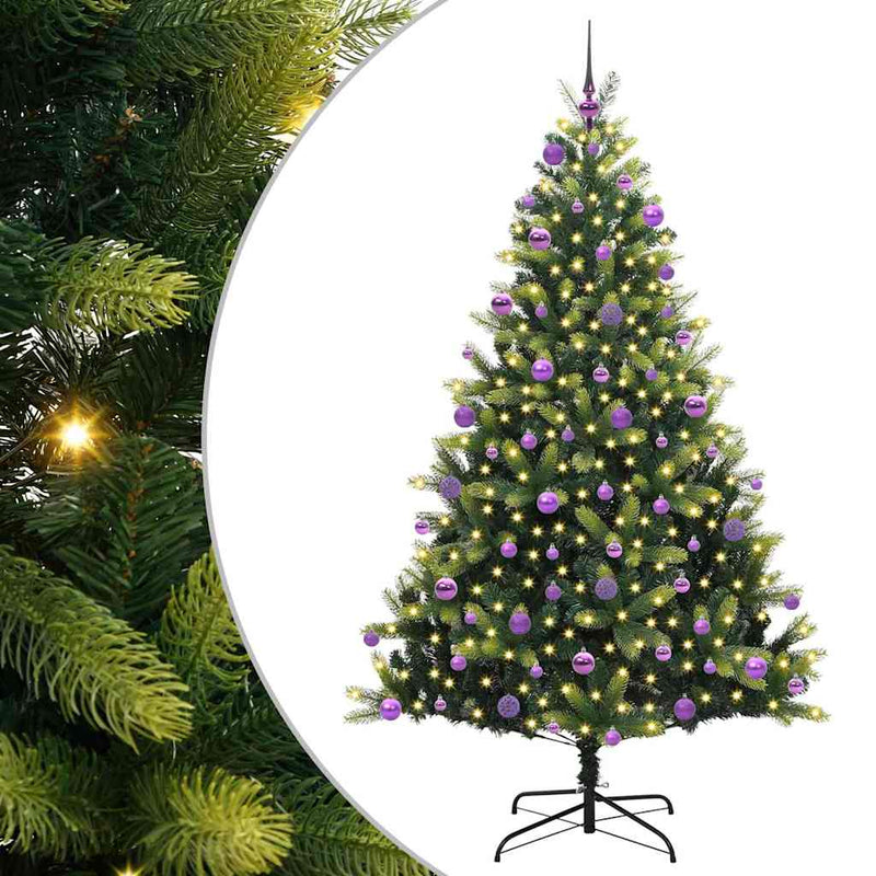 Afbeelding laden in galerijviewer, Vidaxl kunstkerstboom met scharnier 300 leds groen 210 cm pvc en pe