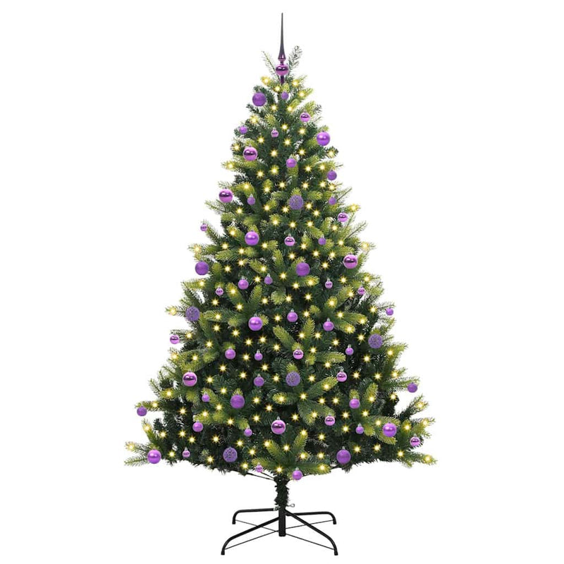 Afbeelding laden in galerijviewer, Vidaxl kunstkerstboom met scharnier 300 leds groen 210 cm pvc en pe