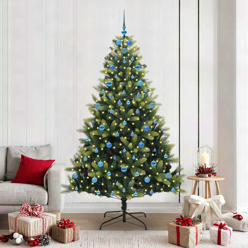 Afbeelding laden in galerijviewer, Vidaxl kunstkerstboom met scharnier 300 leds groen 210 cm pvc en pe