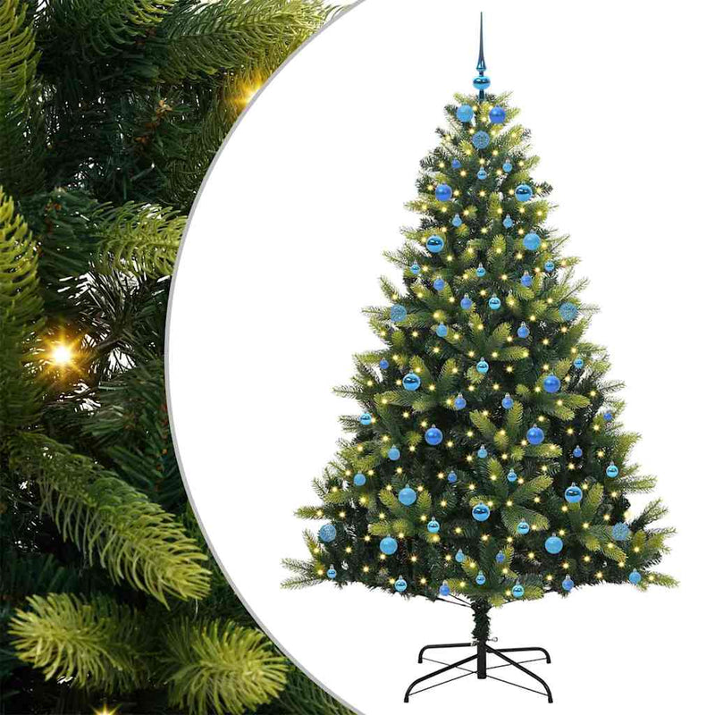 Afbeelding laden in galerijviewer, Vidaxl kunstkerstboom met scharnier 300 leds groen 210 cm pvc en pe