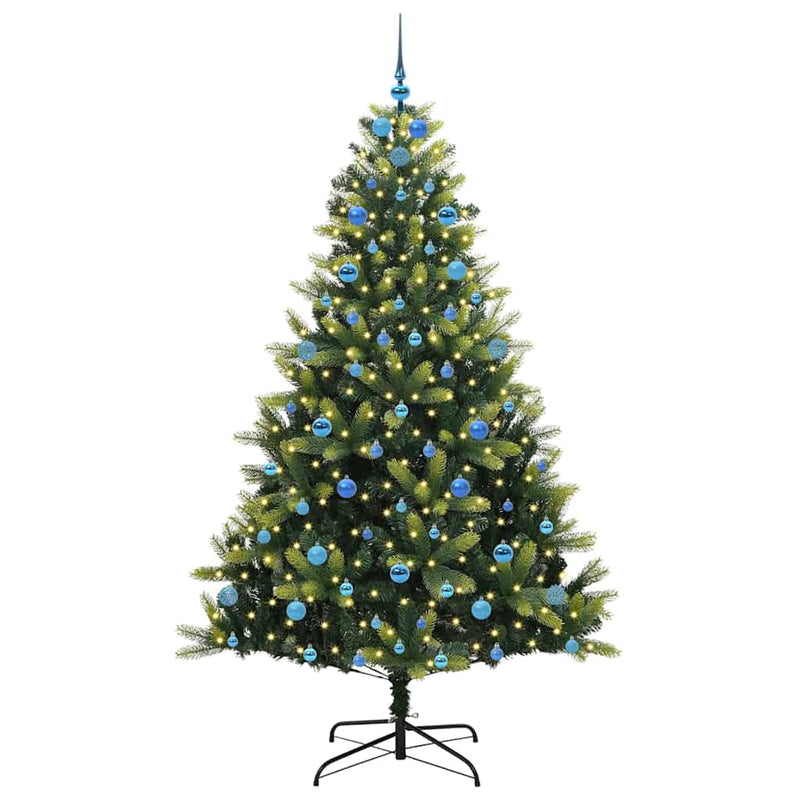 Afbeelding laden in galerijviewer, Vidaxl kunstkerstboom met scharnier 300 leds groen 210 cm pvc en pe