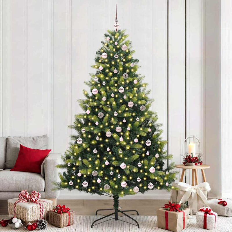 Afbeelding laden in galerijviewer, Vidaxl kunstkerstboom met scharnier 300 leds groen 240 cm pvc en pe