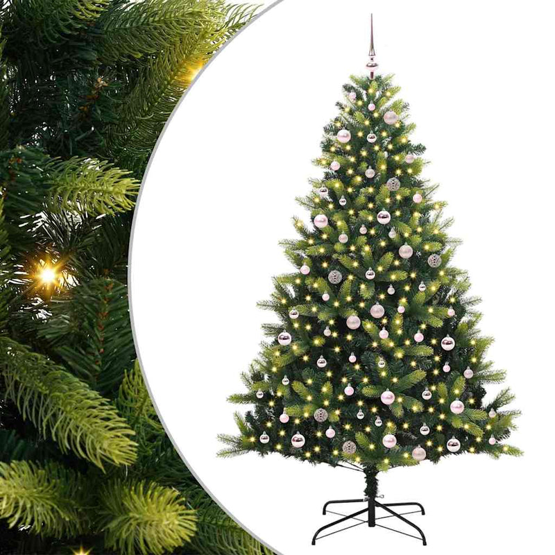 Afbeelding laden in galerijviewer, Vidaxl kunstkerstboom met scharnier 300 leds groen 240 cm pvc en pe