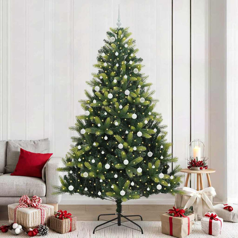 Afbeelding laden in galerijviewer, Vidaxl kunstkerstboom met scharnier 300 leds groen 240 cm pvc en pe
