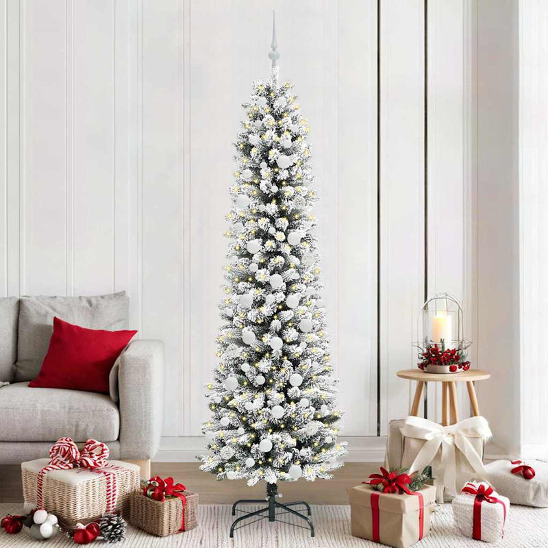 Afbeelding laden in galerijviewer, Vidaxl kunstkerstboom met 300 led wit 210 cm pvc en metaal en plastic