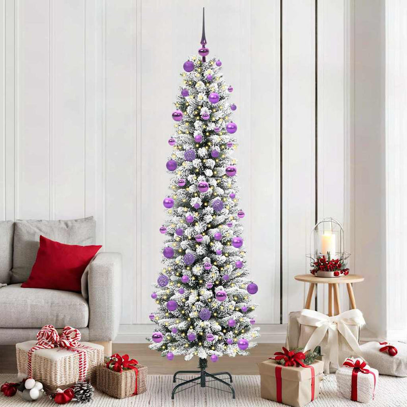 Afbeelding laden in galerijviewer, Vidaxl kunstkerstboom met 300 led wit 210 cm pvc en metaal en plastic