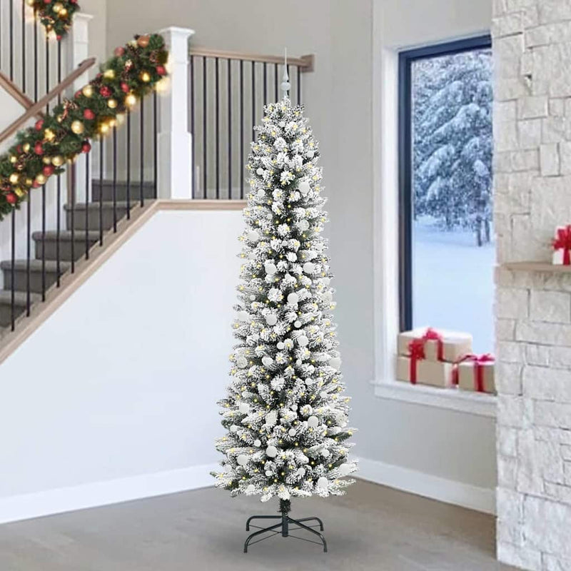 Afbeelding laden in galerijviewer, Vidaxl kunstkerstboom met 300 led wit 240 cm pvc en metaal en plastic