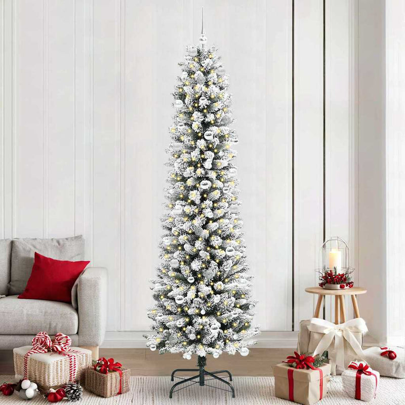 Afbeelding laden in galerijviewer, Vidaxl kunstkerstboom met 300 led wit 240 cm pvc en metaal en plastic