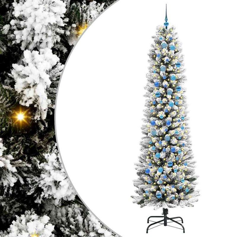 Afbeelding laden in galerijviewer, Vidaxl kunstkerstboom met 300 led wit 240 cm pvc en metaal en plastic