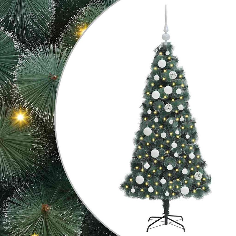 ギャラリービューアに画像をロードする, Vidaxl kunstmatige voorverlichte kerstboom met ballenset groen 120 cm