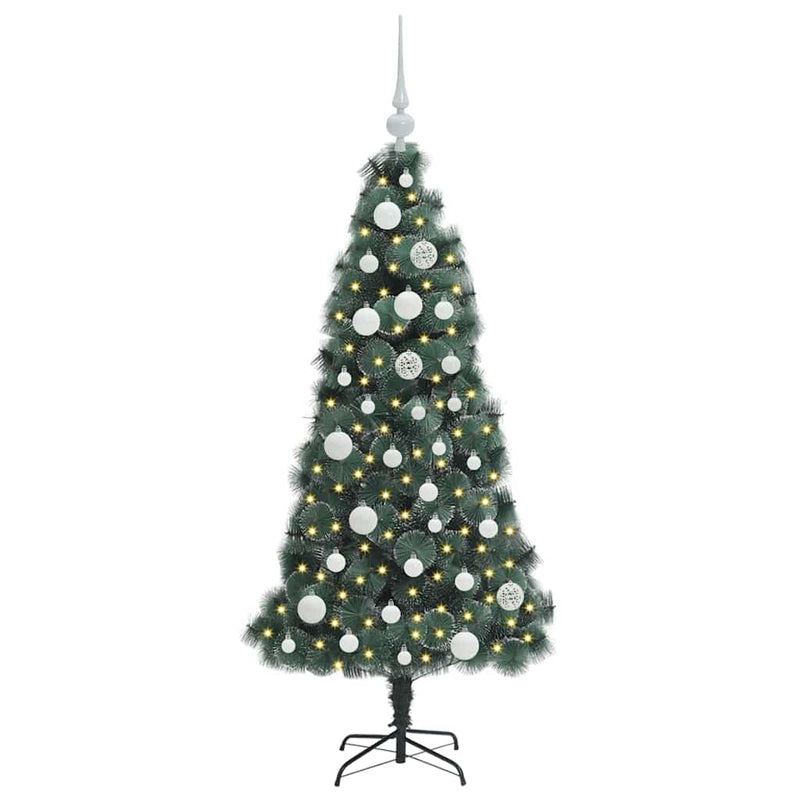 ギャラリービューアに画像をロードする, Vidaxl kunstmatige voorverlichte kerstboom met ballenset groen 120 cm