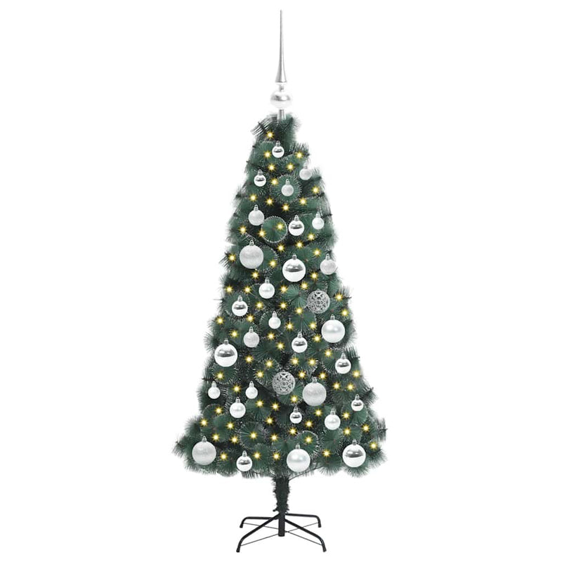 ギャラリービューアに画像をロードする, Vidaxl kunstkerstboom met verlichting en ballenset groen 120 cm pet