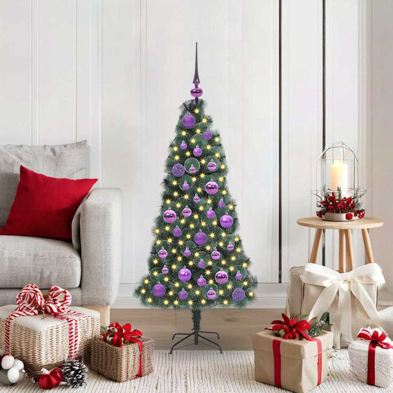 ギャラリービューアに画像をロードする, Vidaxl kunstkerstboom met lichtjes en ballenset groen 120 cm pet