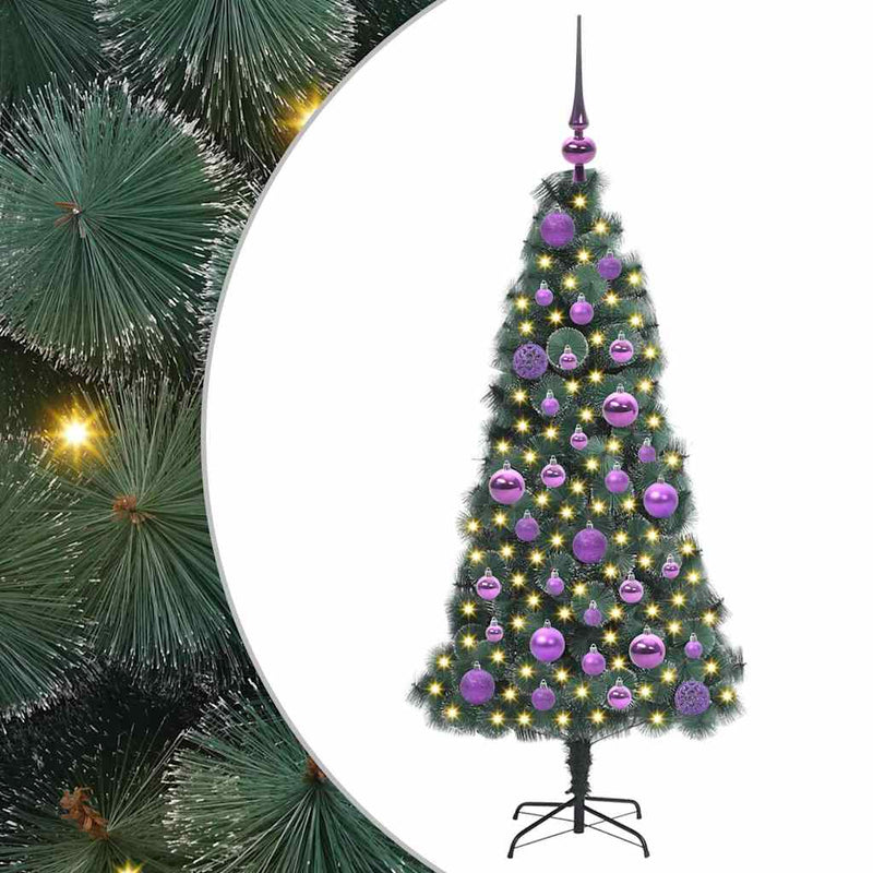 ギャラリービューアに画像をロードする, Vidaxl kunstkerstboom met lichtjes en ballenset groen 120 cm pet