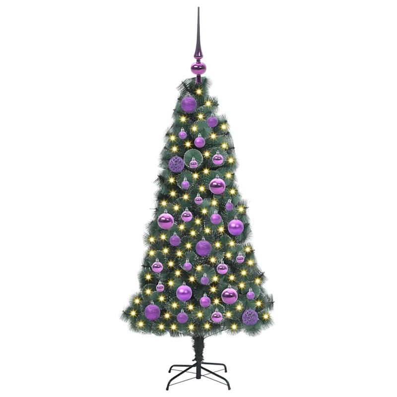 ギャラリービューアに画像をロードする, Vidaxl kunstkerstboom met lichtjes en ballenset groen 120 cm pet