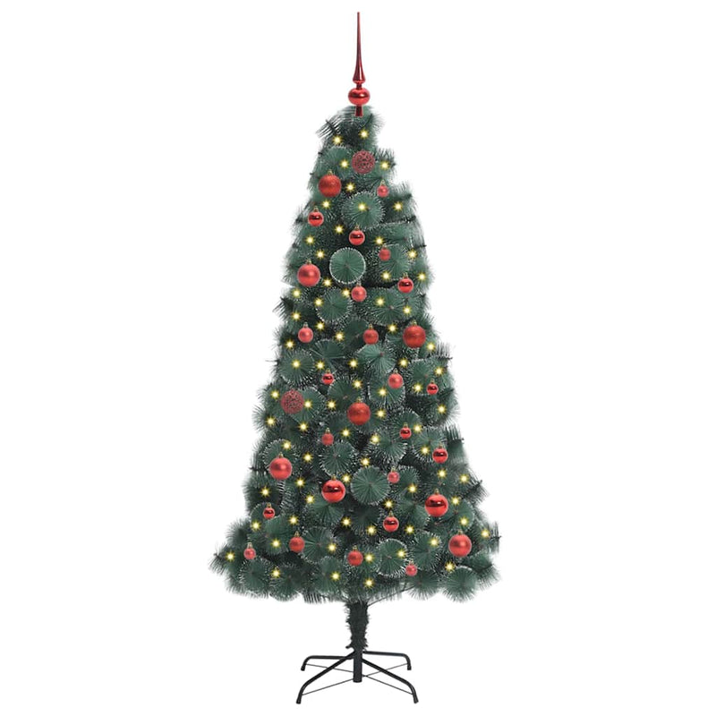 ギャラリービューアに画像をロードする, Vidaxl kunstmatige voorverlichte kerstboom met ballenset groen 150 cm