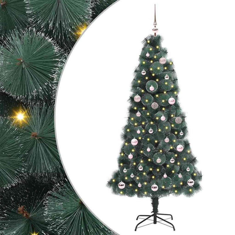 ギャラリービューアに画像をロードする, Vidaxl kunstmatige voorverlichte kerstboom met ballenset groen 150 cm