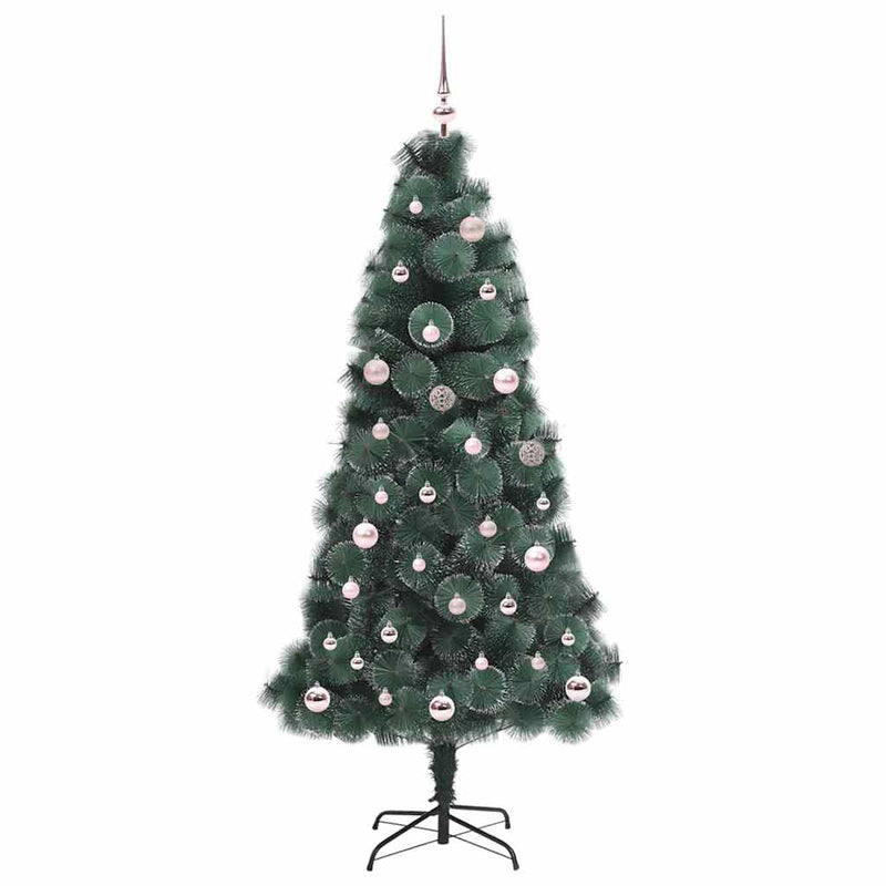 ギャラリービューアに画像をロードする, Vidaxl kunstmatige voorverlichte kerstboom met ballenset groen 150 cm