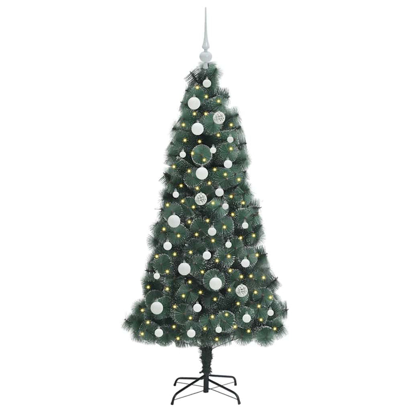 ギャラリービューアに画像をロードする, Vidaxl kunstkerstboom met lichtjes en ballenset groen 150 cm pet