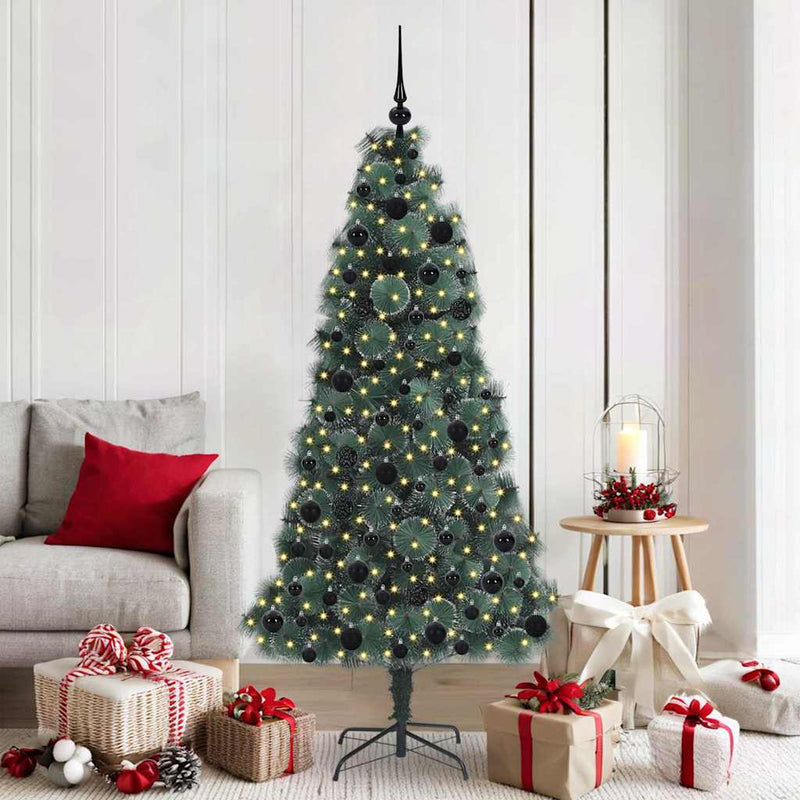ギャラリービューアに画像をロードする, Vidaxl kunst kerstboom met verlichting en bal set groen 180 cm pet