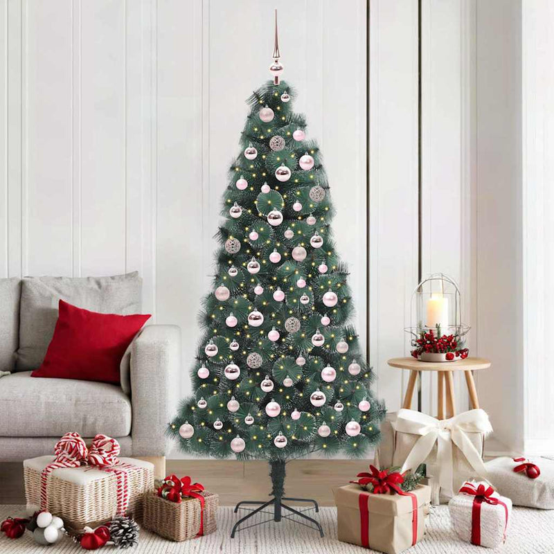 ギャラリービューアに画像をロードする, Vidaxl kunstkerstboom met verlichting en ballenset groen 180 cm pet