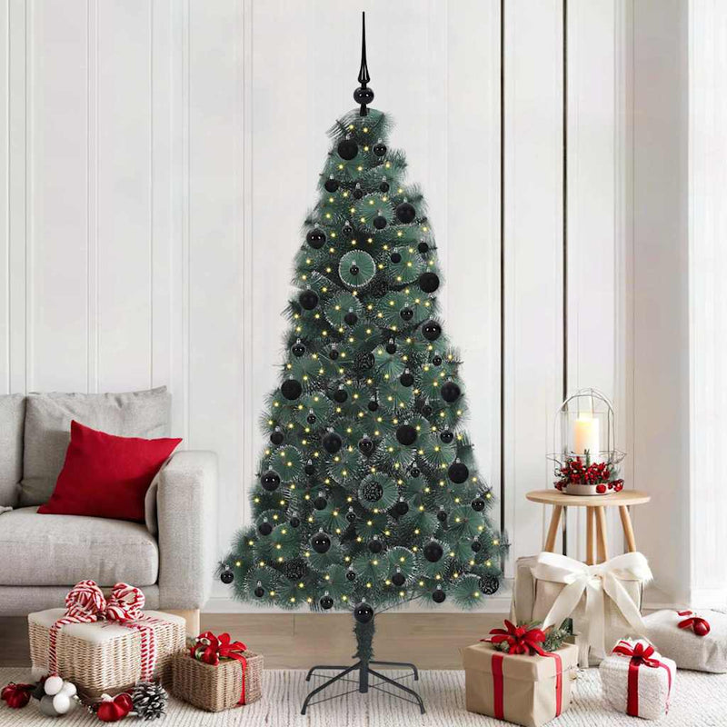 ギャラリービューアに画像をロードする, Vidaxl kunst kerstboom met verlichting en ballenset groen 210 cm pet