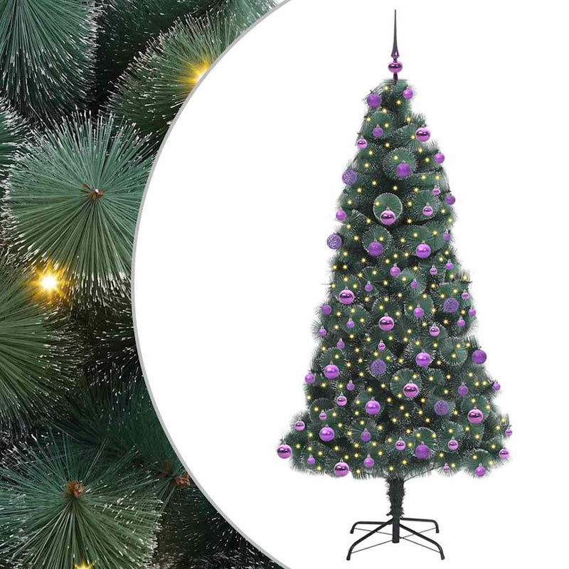 ギャラリービューアに画像をロードする, Vidaxl kunstkerstboom met verlichting en ballenset groen 210 cm pet