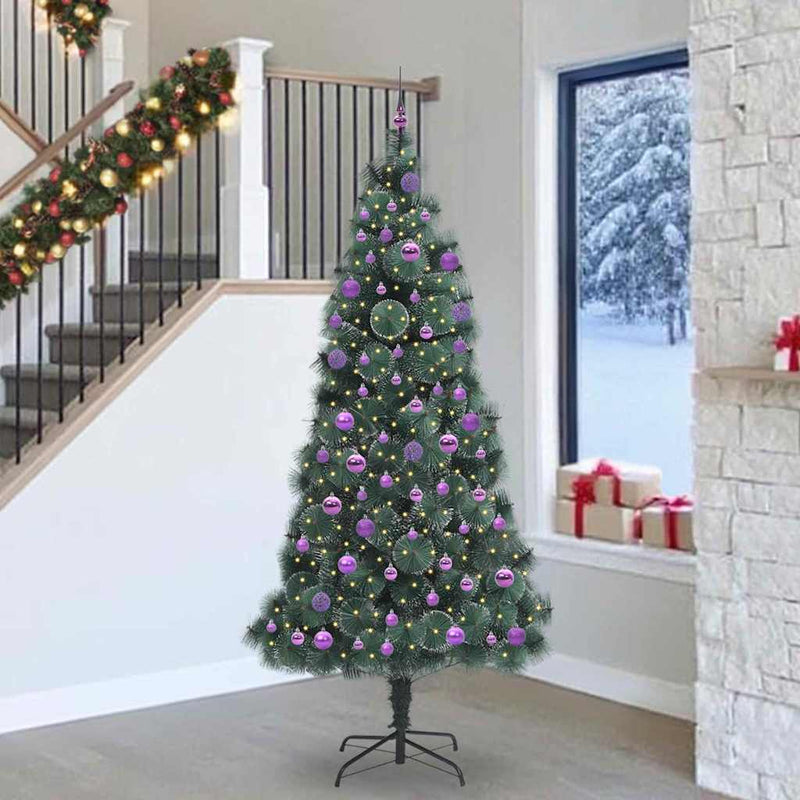 ギャラリービューアに画像をロードする, Vidaxl kunstkerstboom met ballen set, verlicht groen 240 cm pet