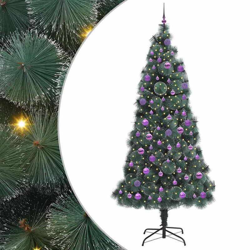 ギャラリービューアに画像をロードする, Vidaxl kunstkerstboom met ballen set, verlicht groen 240 cm pet