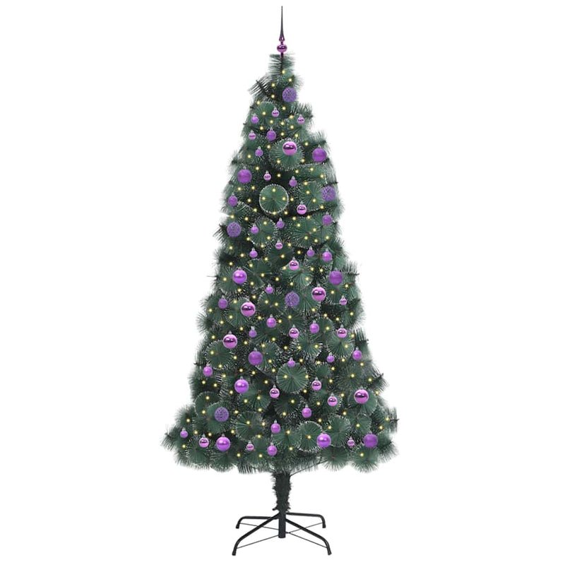 ギャラリービューアに画像をロードする, Vidaxl kunstkerstboom met ballen set, verlicht groen 240 cm pet