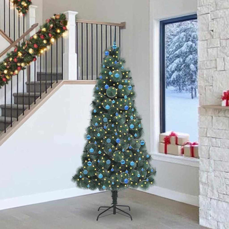 ギャラリービューアに画像をロードする, Vidaxl kunstmatige voorverlichte kerstboom met ballenset groen 240 cm