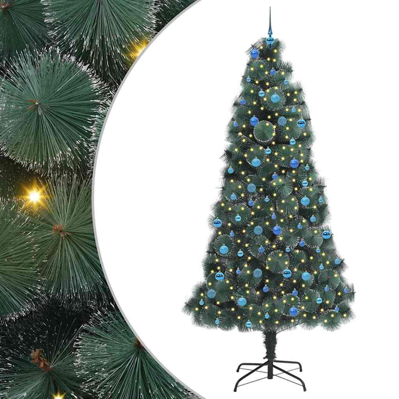ギャラリービューアに画像をロードする, Vidaxl kunstmatige voorverlichte kerstboom met ballenset groen 240 cm