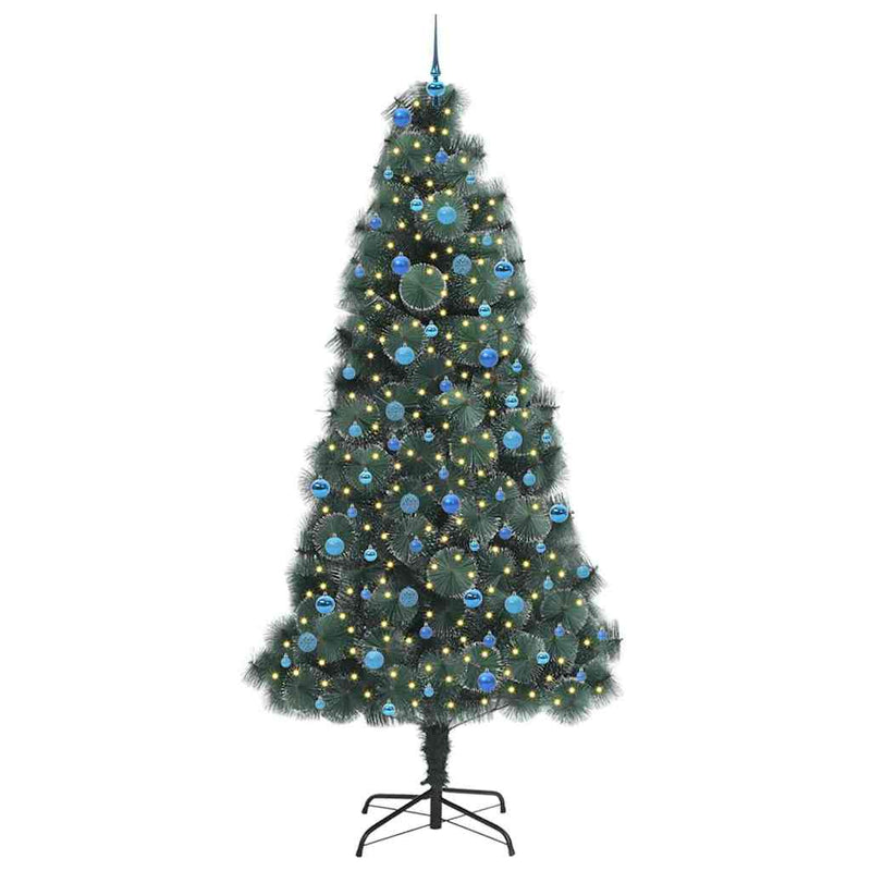 ギャラリービューアに画像をロードする, Vidaxl kunstmatige voorverlichte kerstboom met ballenset groen 240 cm