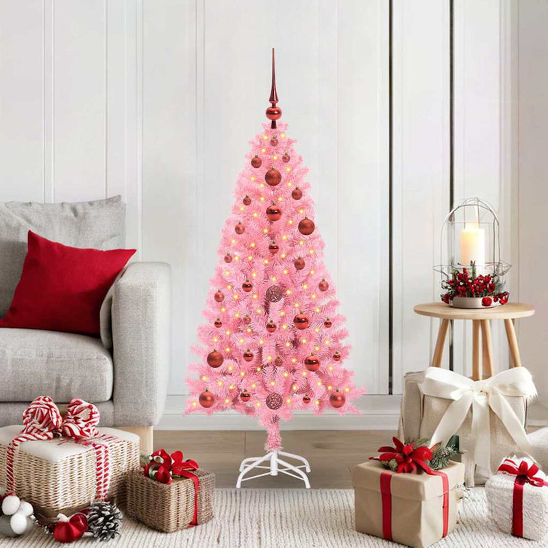 Afbeelding laden in galerijviewer, Vidaxl kerstboom met 150 led met standaard roze 120 cm pvc