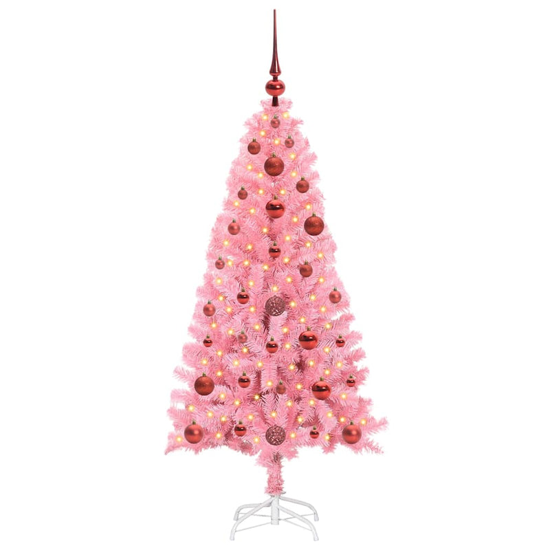 Afbeelding laden in galerijviewer, Vidaxl kerstboom met 150 led met standaard roze 120 cm pvc