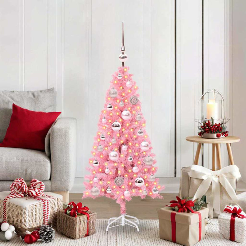 Afbeelding laden in galerijviewer, Vidaxl kerstboom met 150 led met standaard roze 120 cm pvc