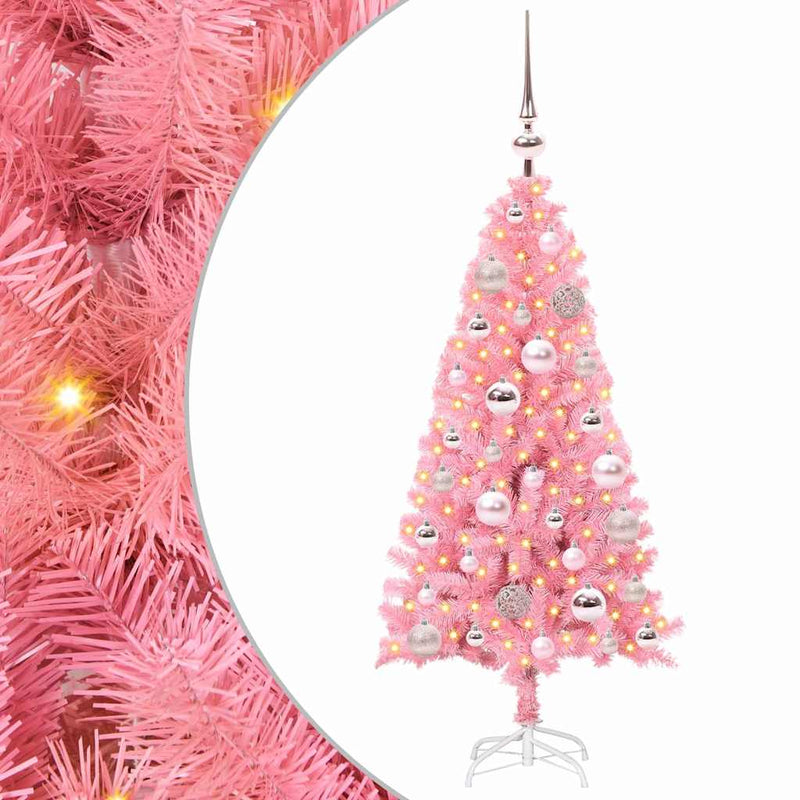 Afbeelding laden in galerijviewer, Vidaxl kerstboom met 150 led met standaard roze 120 cm pvc
