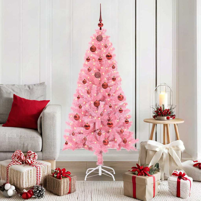 Afbeelding laden in galerijviewer, Vidaxl kerstboom met 150 led met standaard roze 150 cm pvc