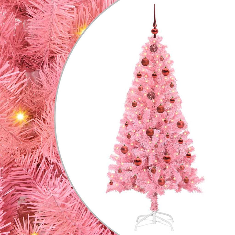 Afbeelding laden in galerijviewer, Vidaxl kerstboom met 150 led met standaard roze 150 cm pvc