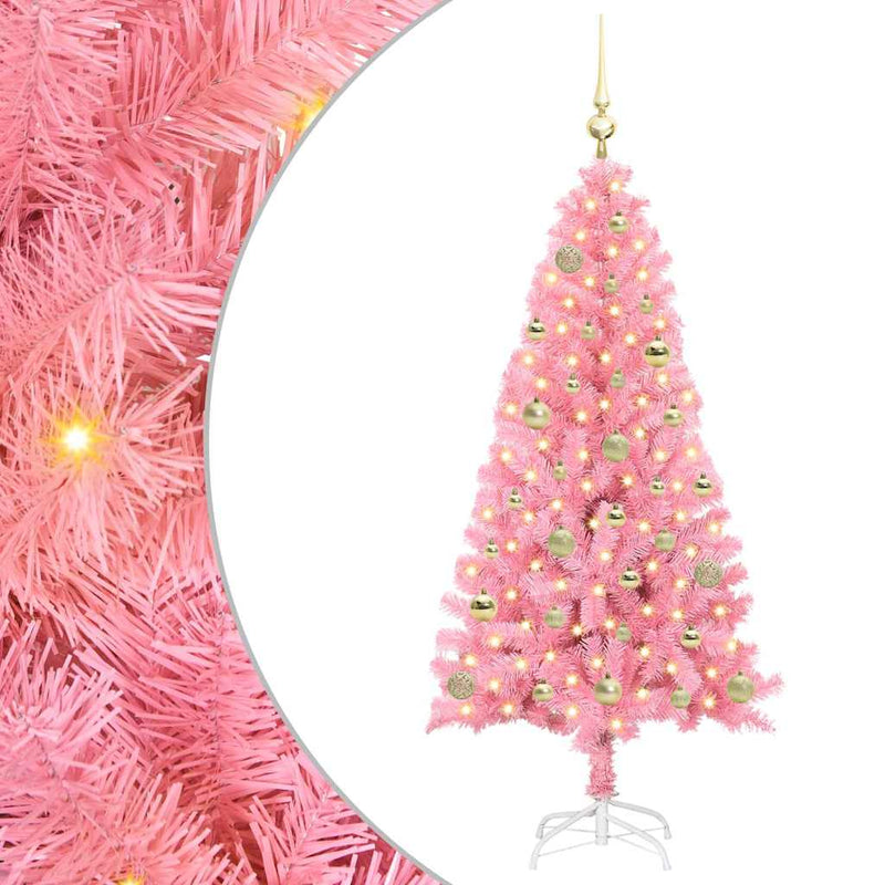 Afbeelding laden in galerijviewer, Vidaxl kerstboom met 150 led met standaard roze 150 cm pvc