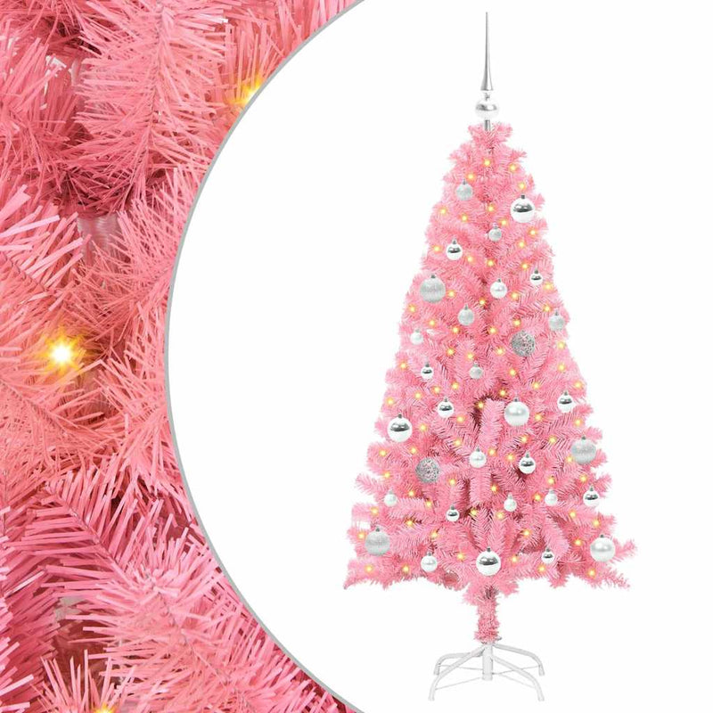 Afbeelding laden in galerijviewer, Vidaxl kerstboom met 150 led met standaard roze 150 cm pvc