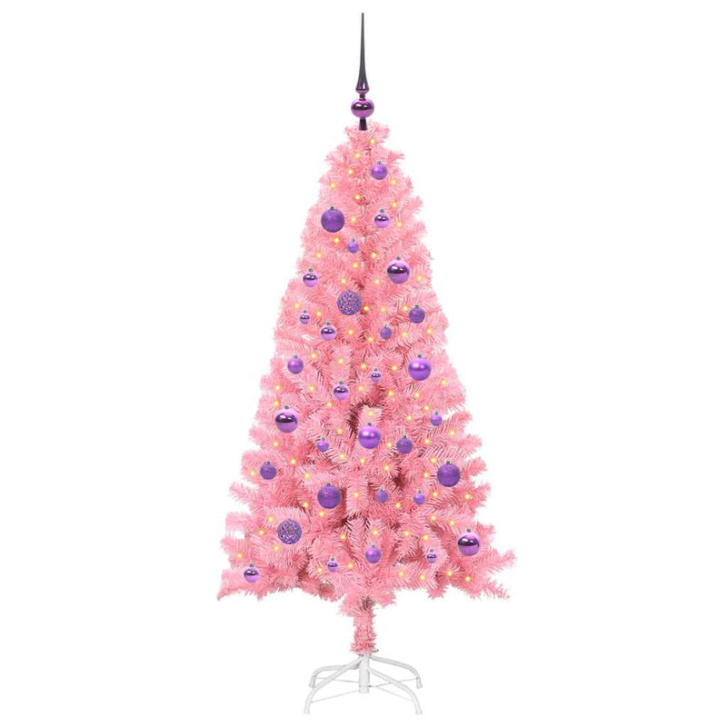 Afbeelding laden in galerijviewer, Vidaxl kerstboom met 150 led met standaard roze 150 cm pvc