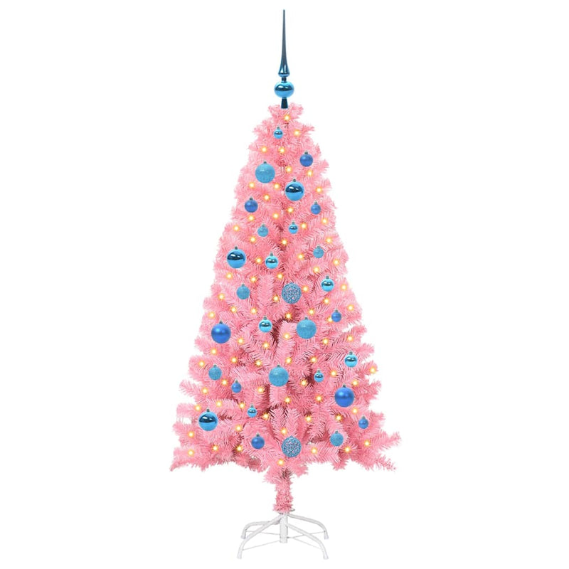 Afbeelding laden in galerijviewer, Vidaxl kerstboom met 150 led met standaard roze 150 cm pvc