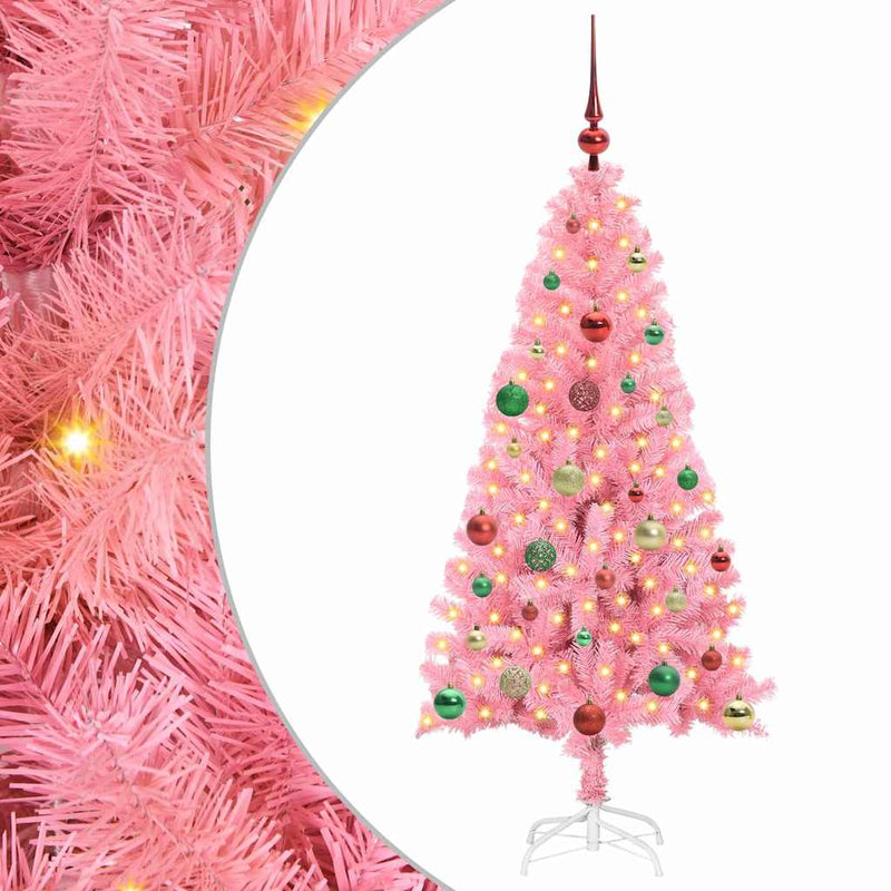 Afbeelding laden in galerijviewer, Vidaxl kerstboom met 150 led met standaard roze 150 cm pvc