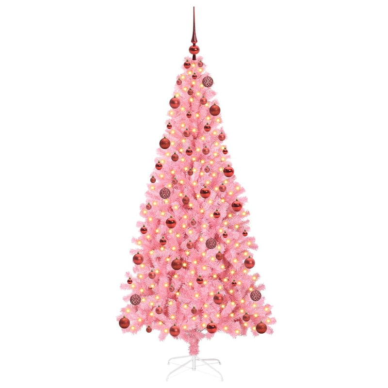 Afbeelding laden in galerijviewer, Vidaxl kerstboom met 300 led met standaard roze 180 cm pvc